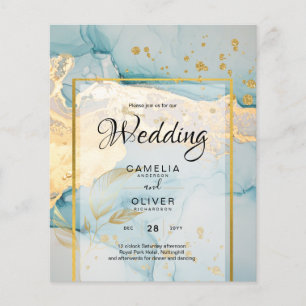 Flyer Invitación de Boda de Oro de Vidrio de Mar Precios