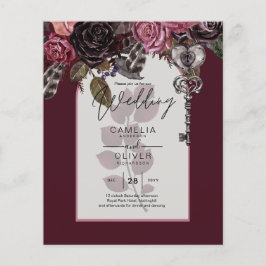 Flyer Invitación de boda de otoño e invierno con vino de