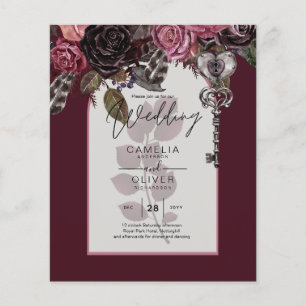 Flyer Invitación de boda de otoño e invierno con vino de