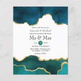 Flyer Invitación de boda de piedra de ágata geoda verde 