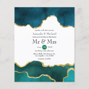 Flyer Invitación de boda de piedra de ágata geoda verde
