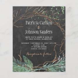Flyer Invitación de boda de pizarra de tiza de naturalez