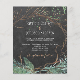 Flyer Invitación de boda de pizarra de tiza de naturalez