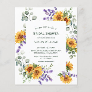 Flyer Invitación de boda de presupuesto de girasol de la