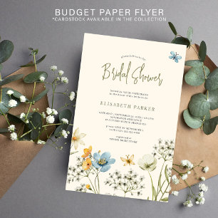 Flyer Invitación de boda de shower floral de acuarela de