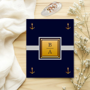 Flyer Invitación de boda económica azul gris naval náuti