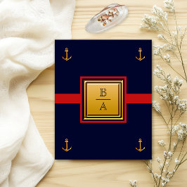 Flyer Invitación de boda económica azul marino rojo náut