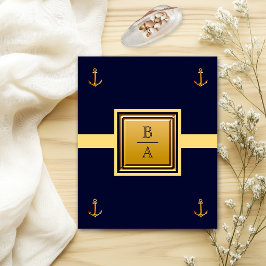 Flyer Invitación de boda económica azul náutico amarillo