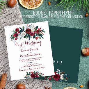 Flyer Invitación de boda ECONÓMICA con flores rústicas d