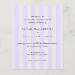 Flyer Invitación de boda económica con rayas púrpura mod