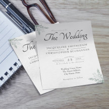 Invitación de Boda Económica con Verde de Eucalipt