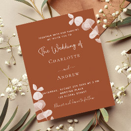 Flyer Invitación de boda económica de eucalipto naranja 
