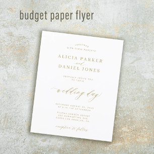 Flyer Invitación de boda elegante con caligrafía dorada 