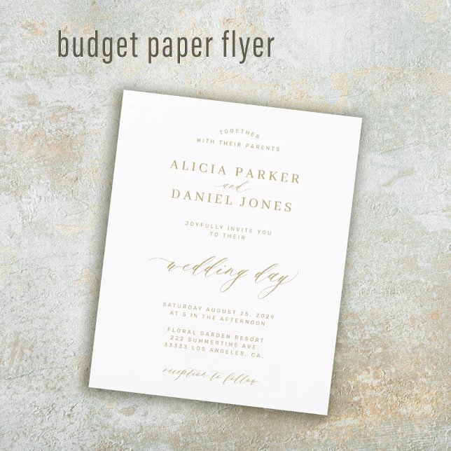 Flyer Invitación de boda elegante con caligrafía dorada  (Subido por el creador)