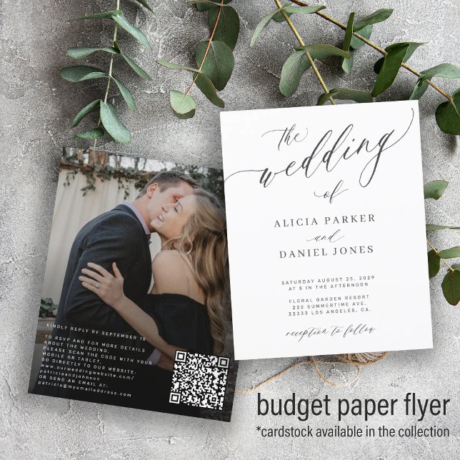 Flyer Invitación de boda elegante con código QR de presu (Subido por el creador)