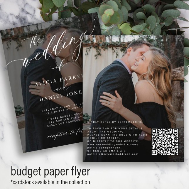 Flyer Invitación de boda elegante con código QR presupue (Subido por el creador)