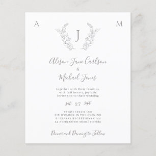 Flyer Invitación de boda elegante con monograma económic