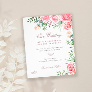 Flyer Invitación de boda elegante con rosas rosadas econ