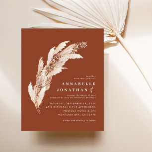 Flyer Invitación de boda elegante de barro barato pampas