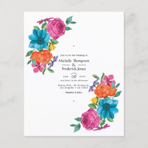 Flyer Invitación de boda Fiesta Floral Acuarela