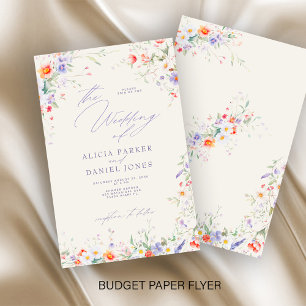 Flyer Invitación de boda floral con acuarela económica
