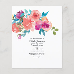 Flyer Invitación de boda floral Coral y Fandango