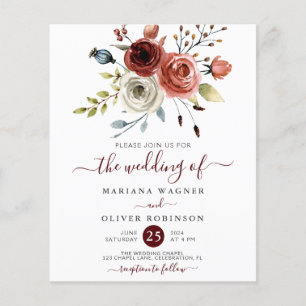 Flyer Invitación de boda floral de acuarela de otoño eco