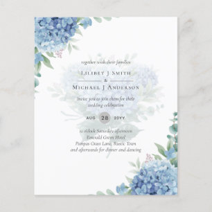 Flyer Invitación de Boda Floral de Hortensia Azul Modern