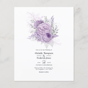 Flyer Invitación de boda floral de lavanda y plata