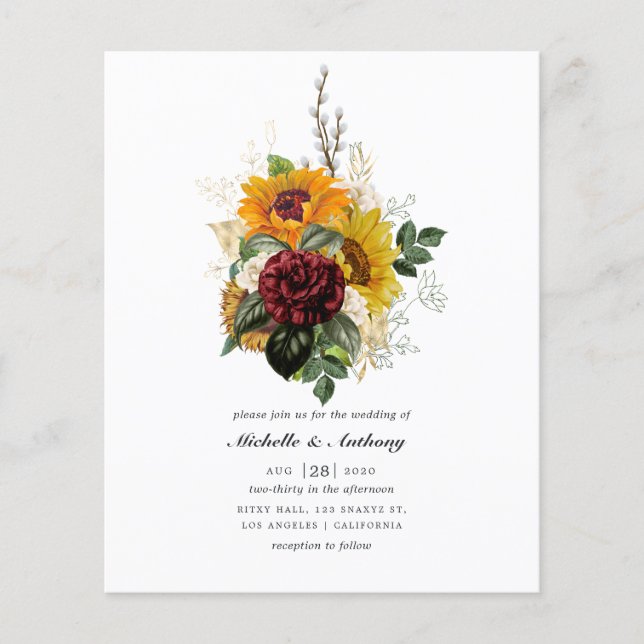 Flyer Invitación de boda floral de otoño rústico (Frente)