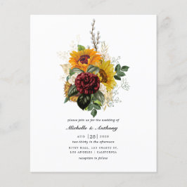 Flyer Invitación de boda floral de otoño rústico