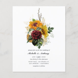Flyer Invitación de boda floral de otoño rústico