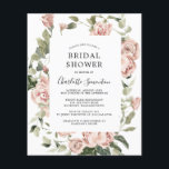 Flyer Invitación de boda floral de rosa rosa presupuesto<br><div class="desc">Bellísimas y elegantes rosas polvorientas rosadas están anidadas en un follaje verde oscuro. Perfecto para una ducha de novia de primavera o verano.</div>