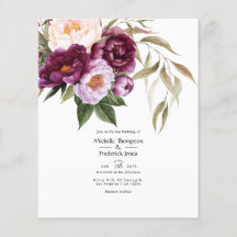 Invitación de boda floral de terciopelo profundo