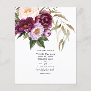 Flyer Invitación de boda floral de terciopelo profundo