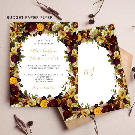 Flyer Invitación de boda floral otoñal de presupuesto