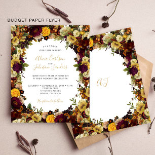 Flyer Invitación de boda floral otoñal de presupuesto