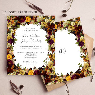 Flyer Invitación de boda floral otoñal de presupuesto