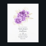Flyer Invitación de boda floral púrpura y marfil<br><div class="desc">Invitación de boda floral púrpura brillante con follaje de marfil con hojalata falsa y reverso de damasco de marfil desgastado. Ideal para cualquier tema o boda en el jardín. No se incluyen sobres. Para invitaciones más gruesas con sobres incluidos y productos coincidentes en el mismo tema, consulte la colección a...</div>