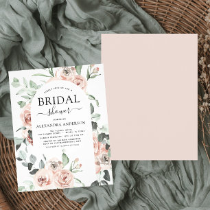 Flyer Invitación de boda floral rosa polvoriento presupu