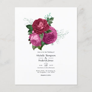 Flyer Invitación de boda floral Viva Magenta