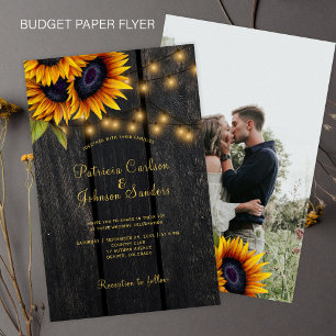 Flyer Invitación de boda FOTOGRÁFICA de madera floral rú