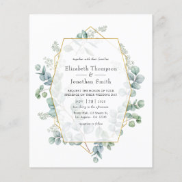 Flyer Invitación de boda geométrica de eucalipto Silver 