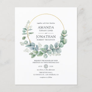 Flyer Invitación de boda geométrica de eucalipto Silver 