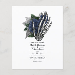 Flyer Invitación de boda gótica floral azul marino