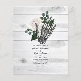 Flyer Invitación de boda gótica floral blanca rústica