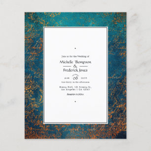 Flyer Invitación de boda Grunge Copper Patina y Turquesa
