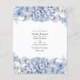 Flyer Invitación de boda Hortensias Azules