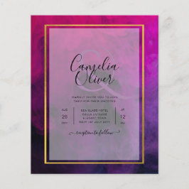 Flyer InVITACIÓN DE Boda Intensa Magenta Pluma Púrpura
