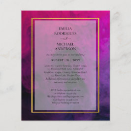 Flyer InVITACIÓN DE Boda Intensa Magenta Pluma Púrpura